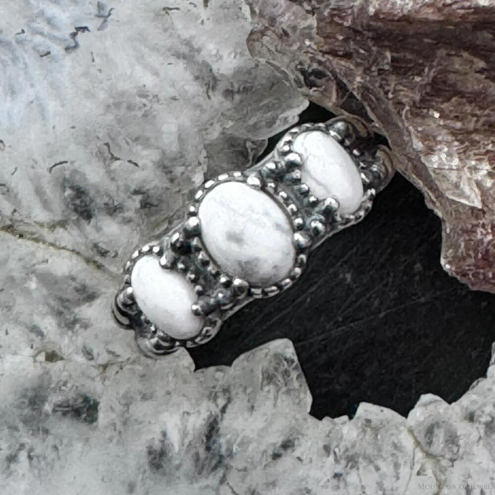 Carolyn Pollack Sterling 3 Oval Howlite Decorated Split Shank Ring For Women